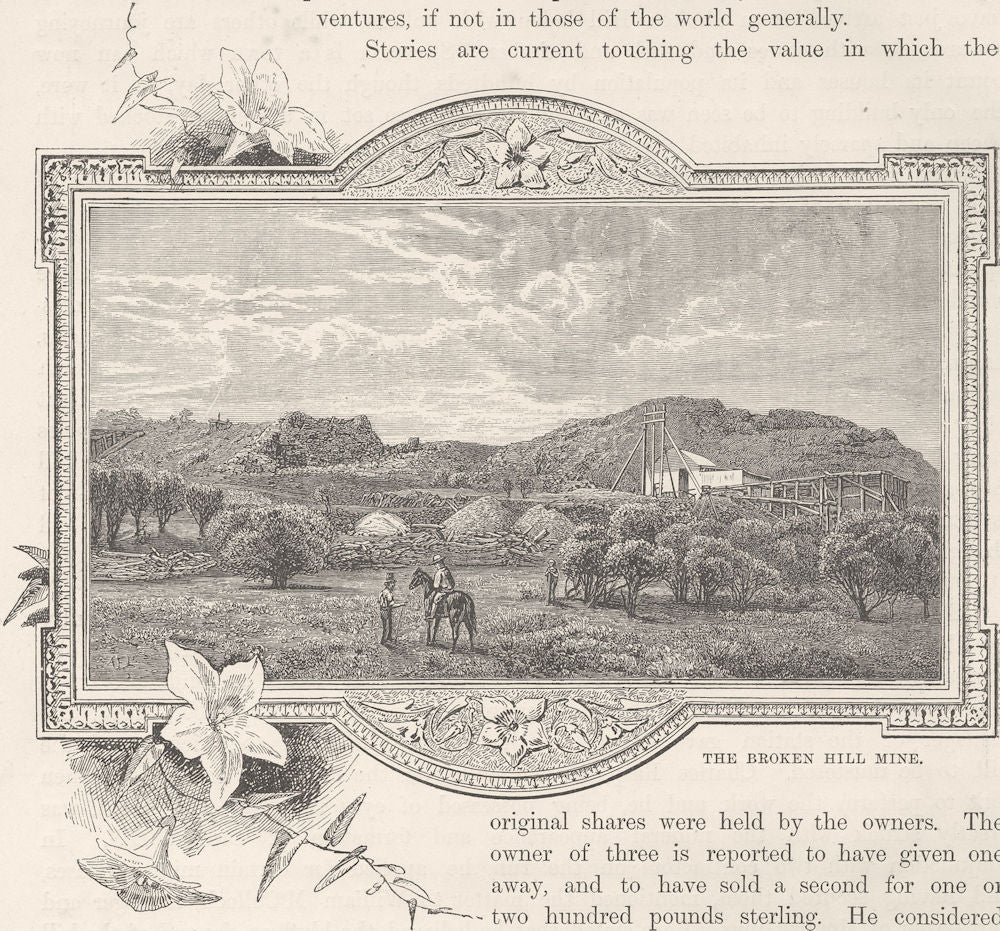 AUSTRALIA. Bush Fire. Broken Hill Silver Mine 1890 old antique print picture